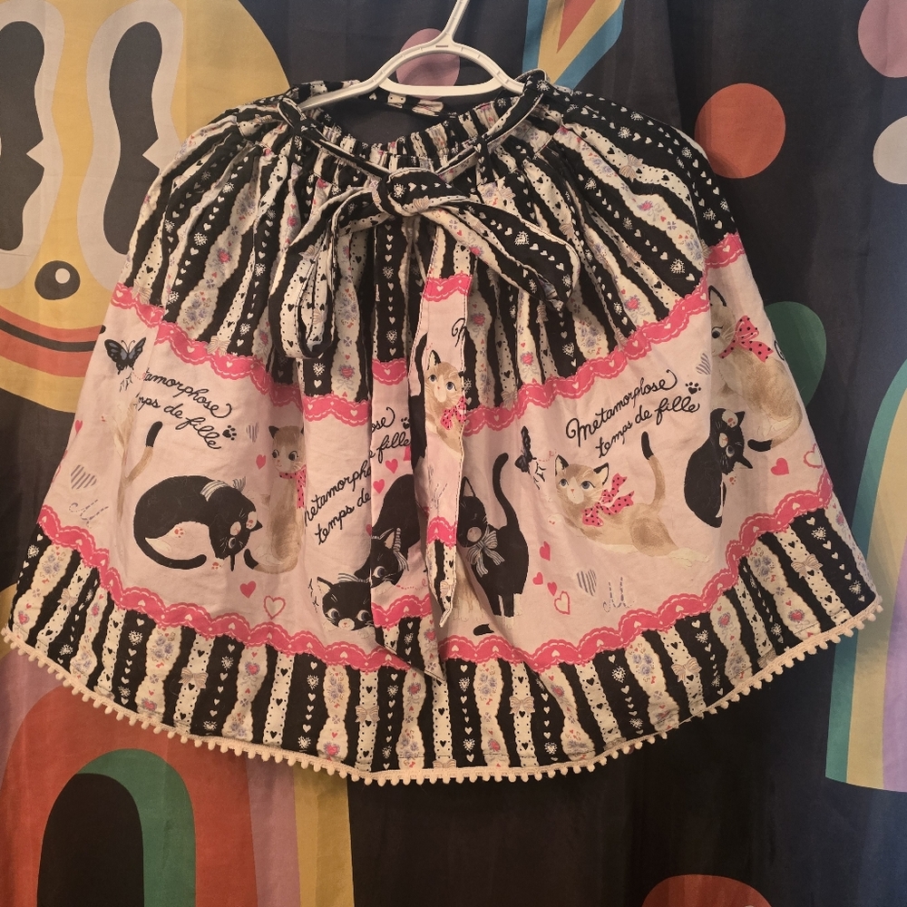 Metamorphose Cute Cat Print Skirt with Tie Belt Bow Temps De Fille 22" Small
